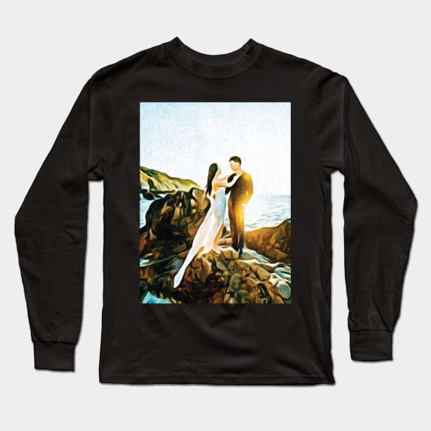 Couples wedding on beach Oil Painting Art Long Sleeve T-Shirt by Aziz